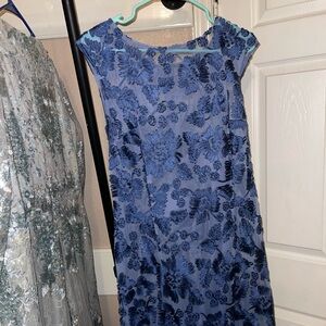 Alex Evenings Royal Blue Floral Lace Maxi Dress
